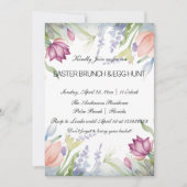Invitation Aquarelle Tulipe Florale Pâques Brunch & Chasse au (Devant)