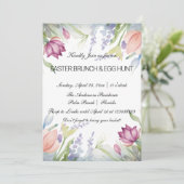 Invitation Aquarelle Tulipe Florale Pâques Brunch & Chasse au (Debout devant)