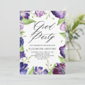 Invitation Aquarelle Tulipes pourpres Floral Frame Graduation (Debout devant)