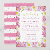 Invitation Aquarelle Tulipes roses et Mariage de jonquilles (Devant / Derrière)