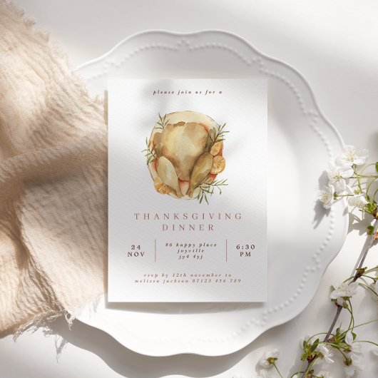 Invitation Aquarelle Turquie Dîner d'Action de grâce