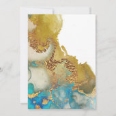 Invitation Aquarelle Turquoise Abstraite Gold Agate Anniversa (Dos)