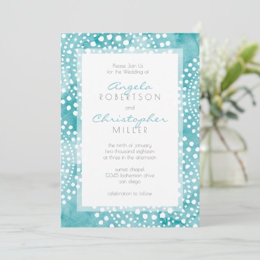 Invitation Aquarelle turquoise Bali Boho Mariage (Debout devant)