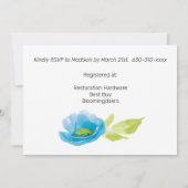 Invitation Aquarelle Turquoise Bleu violet Cadre Or Floral (Dos)