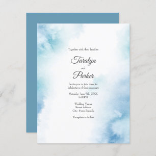 Invitation Aquarelle Turquoise bleue Cadre Abstrait