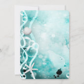 Invitation Aquarelle Turquoise écorce d'encre sous le Mariage (Dos)