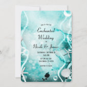 Invitation Aquarelle Turquoise écorce d'encre sous le Mariage (Devant)