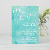 Invitation Aquarelle turquoise Elégante Typographie Mariage 2 (Debout devant)
