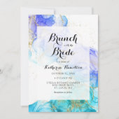 Invitation Aquarelle turquoise et brunch nuptial or (Devant)