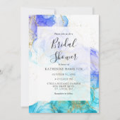 Invitation Aquarelle turquoise et Fête des mariées or (Devant)
