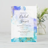 Invitation Aquarelle turquoise et Fête des mariées or (Debout devant)