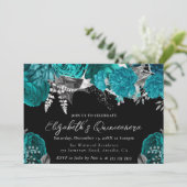 Invitation Aquarelle Turquoise et Rose argentée Quinceanera (Debout devant)