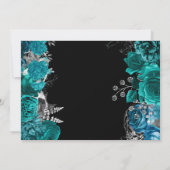 Invitation Aquarelle Turquoise et Rose argentée Quinceanera (Dos)