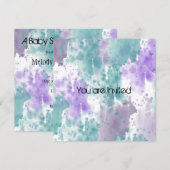 Invitation Aquarelle turquoise et violette Baby shower Abstra (Devant / Derrière)