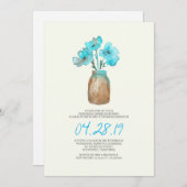 Invitation aquarelle turquoise floral REHEARSAL DINNER (Devant / Derrière)