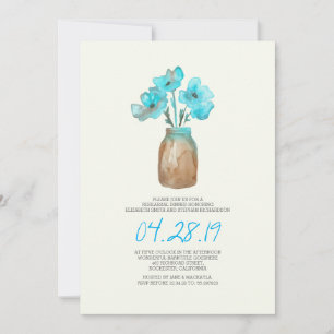 Invitation aquarelle turquoise floral REHEARSAL DINNER
