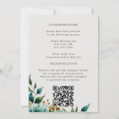 Invitation Aquarelle turquoise Florale Botanique Printemps Ma (Dos)