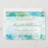 Invitation Aquarelle Turquoise Gemstone Mariage côtier (Devant)