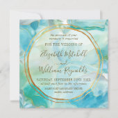 Invitation Aquarelle Turquoise Gemstone | Mariage des anneaux (Devant)