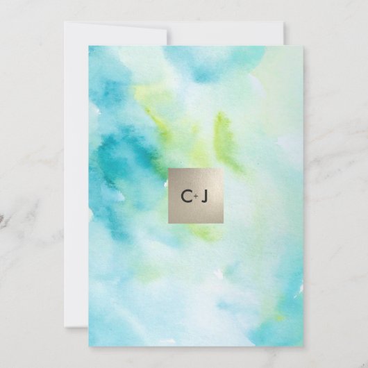 Invitation Aquarelle turquoise moderne (Dos)
