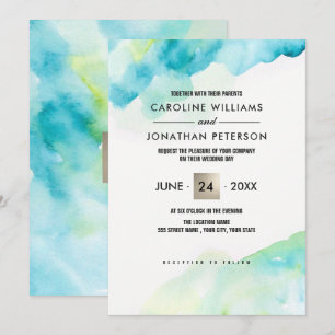 Invitation Aquarelle turquoise moderne