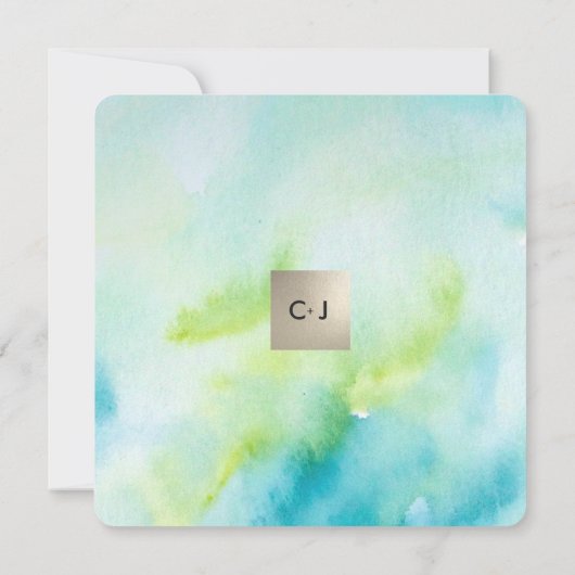 Invitation Aquarelle turquoise moderne (Dos)