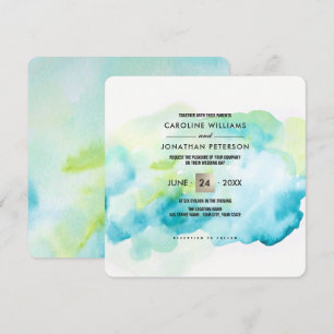 Invitation Aquarelle turquoise moderne