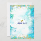 Invitation Aquarelle Turquoise moderne d'or B'nai Mitzvah (Dos)
