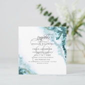 Invitation Aquarelle Turquoise moderne Moss Agate BarefootBri (Debout devant)