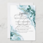 Invitation Aquarelle Turquoise moderne Moss Agate BarefootBri (Devant)