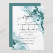 Invitation Aquarelle Turquoise moderne Moss Agate BarefootBri (Devant / Derrière)