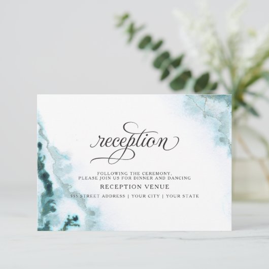 Invitation Aquarelle Turquoise moderne Moss Agate BarefootBri (Debout devant)