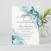 Invitation Aquarelle Turquoise moderne Moss Agate Personnalis (Debout devant)