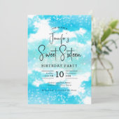 Invitation Aquarelle turquoise Nuages Doux 16 Partie (Debout devant)