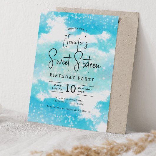 Invitation Aquarelle turquoise Nuages Doux 16 Partie