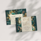 Invitation Aquarelle Turquoise or Enregistrer la date Invitat