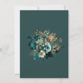 Invitation Aquarelle Turquoise or Fête des mariées florale (Dos)