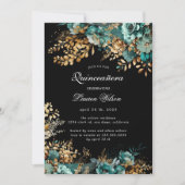 Invitation Aquarelle Turquoise or Floral Quinceanera (Devant)