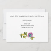 Invitation Aquarelle Turquoise Orange Jaune Rose Floral Or (Dos)