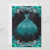 Invitation Aquarelle Turquoise Parties scintillant argent Swe (Dos)