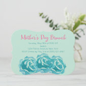 Invitation Aquarelle turquoise Rose Fête des Mères Brunch (Debout devant)