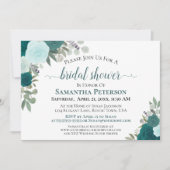 Invitation Aquarelle Turquoise rustique Floral Chic Fête des  (Devant)