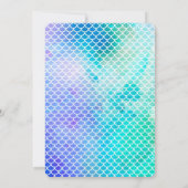 Invitation Aquarelle turquoise sous la mer Sirène Anniversair (Dos)