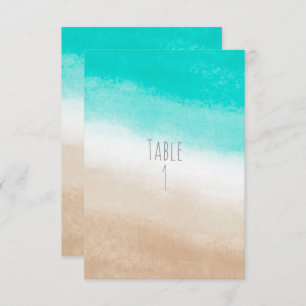 Invitation Aquarelle Turquoise & Tan Elegant Plage Table de M
