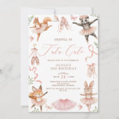 Invitation Aquarelle Tutu mignon rose deuxième anniversaire (Devant)