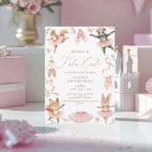 Invitation Aquarelle Tutu mignon rose deuxième anniversaire