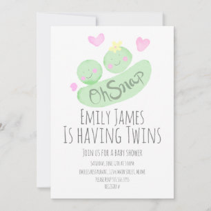 Invitation Aquarelle Twins Pois Baby shower