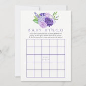 Invitation Aquarelle Ultra violet Baby shower Floral Bingo (Devant)
