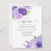 Invitation Aquarelle ultra violet fleur Sip et voir Invitat (Devant)