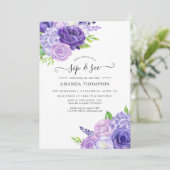 Invitation Aquarelle ultra violet fleur Sip et voir Invitat (Debout devant)